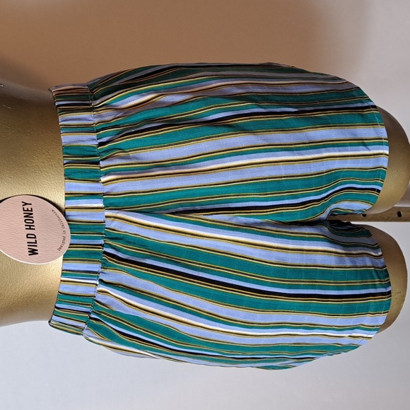 WILD HONEY TWO PIECE GREEN & BLUE STRIPED CROPPED TOP SHORT SET - Picture 4 of 8